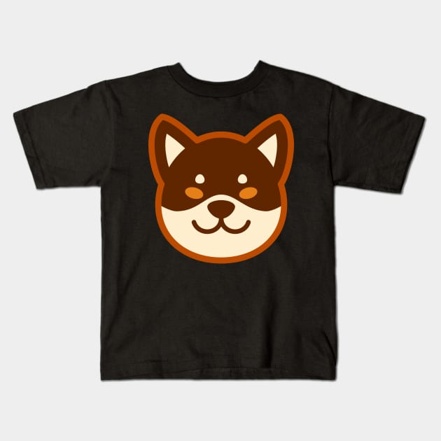Brown Shiba: Eyes open smile Kids T-Shirt by Red Wolf